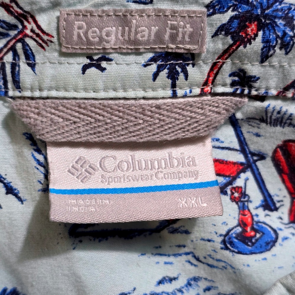 Columbia Mens PFG Escape Beach Novelty Print Button Down Shirt Blue XXL - Picture 2 of 7